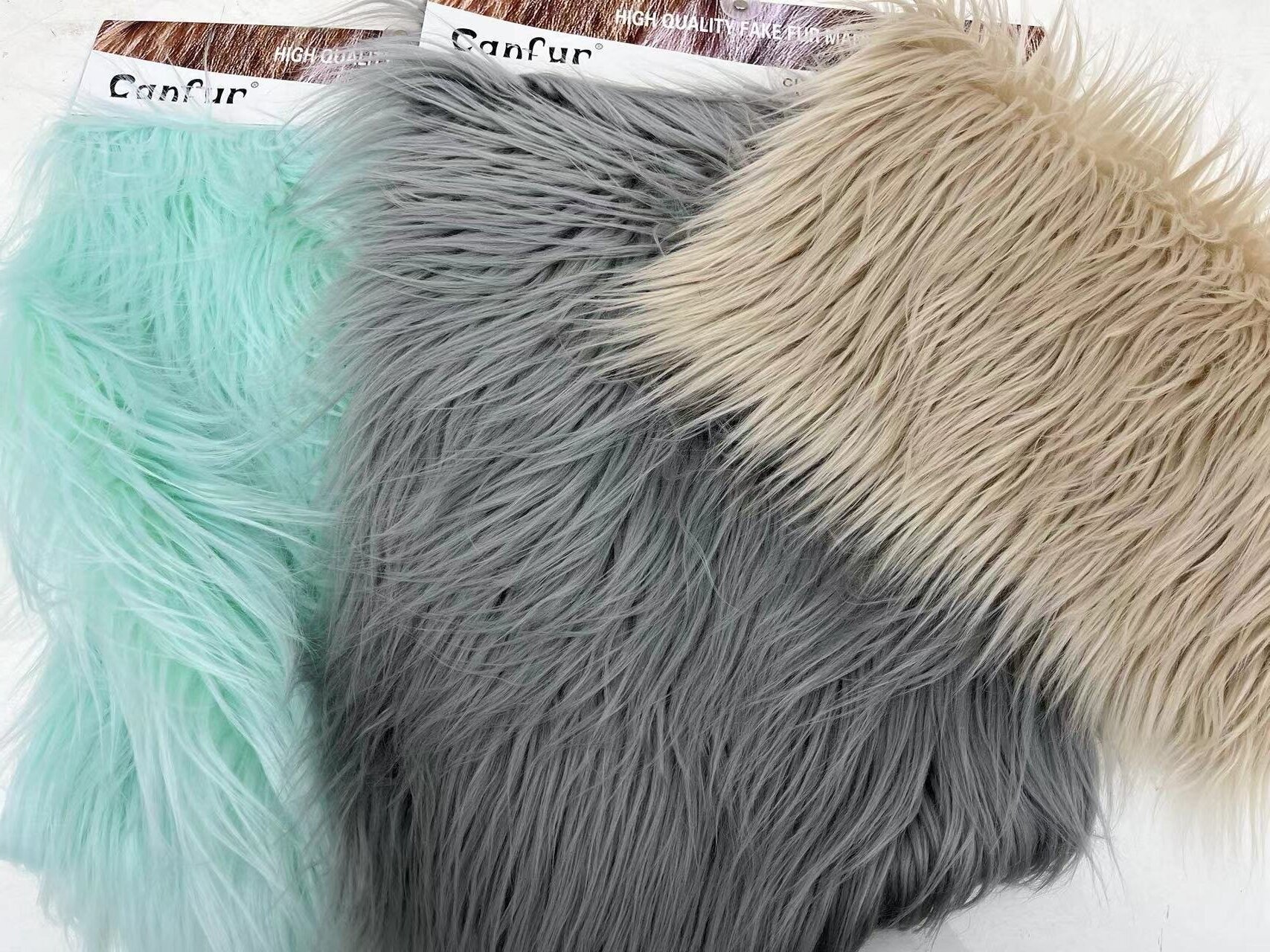 450gsm Colorful Printed Faux Fur Fabric for Long Pile Carpet Plush Curtain 65mm Fluffy