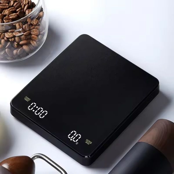 Digital Display Dual Screen LED Display Kitchen Food Timer for Coffee Beans Battery Powered Weight Measuring Tool Rectangle