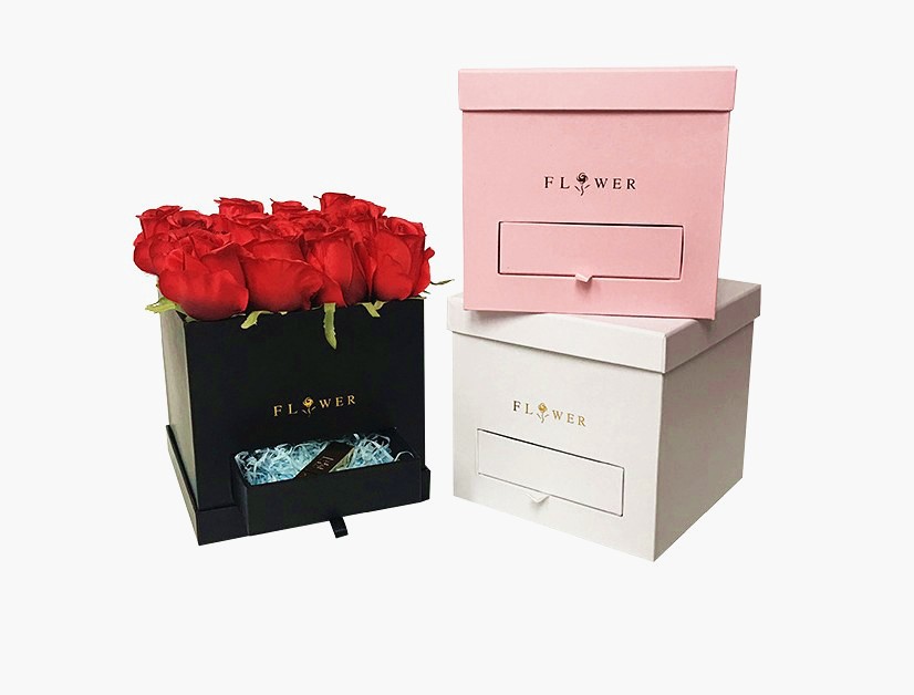 Square Flower Packaging Boxes Preserved Rose Chocolate Corrugated Cardboard Packaging