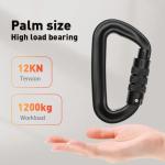Aluminum Carabiner 12kN Screw Locking for Gym Climbing Gear in Heavy Industry
