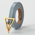 Zinc Alloy Buckle Leather Belt Slim Triangle 130cm Ladies Multicolor
