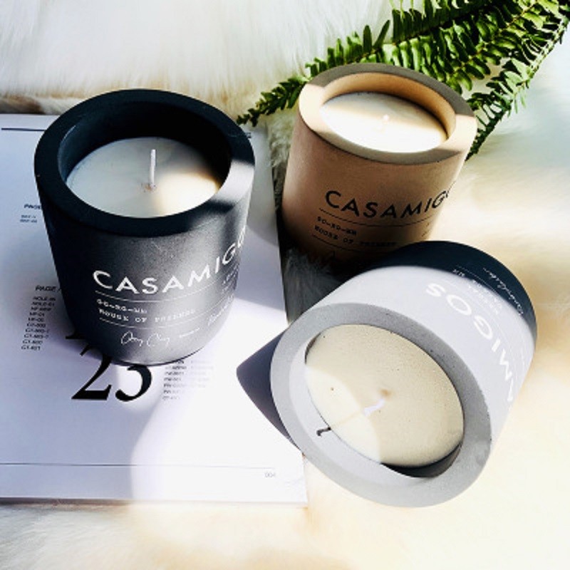 Custom Logo Nordic Cylinder Concrete Candle Holders