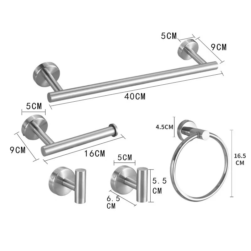Bathroom hardware set, stainless steel towel bar set, cross-border towel rack, toilet paper holder, perforated hook, bathroom hanging accessories