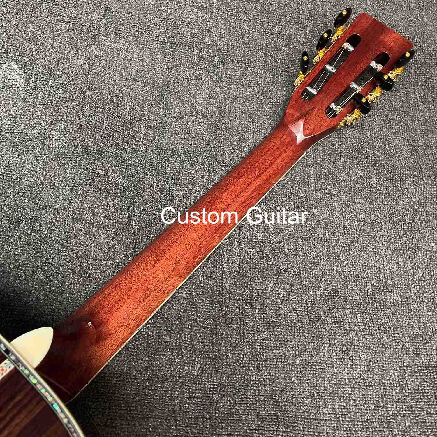 39" Solid Rosewood Back Side Acoustic Guitar Ebony Fretboard Abalone Inlays in Yellow Painting