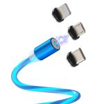 Phone Magnetic Flowing Led Micro Usb Cable , Led Magnetic Usb Cable 3 In 1
