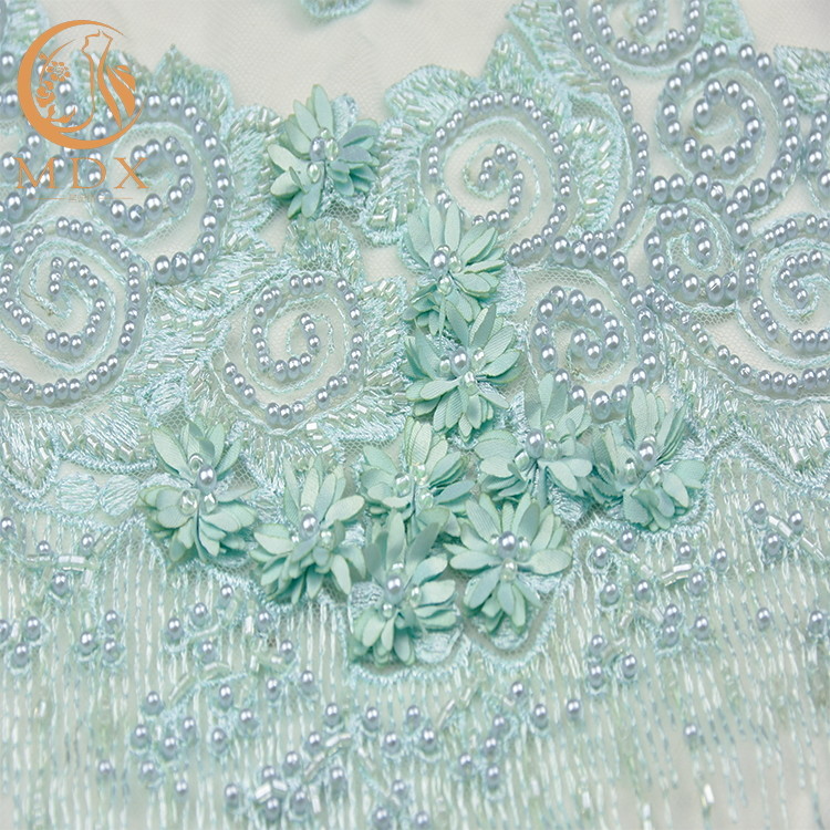 MDX Soft 3D Floral Embroidered Lace Fabric Handmade For Party Dresses
