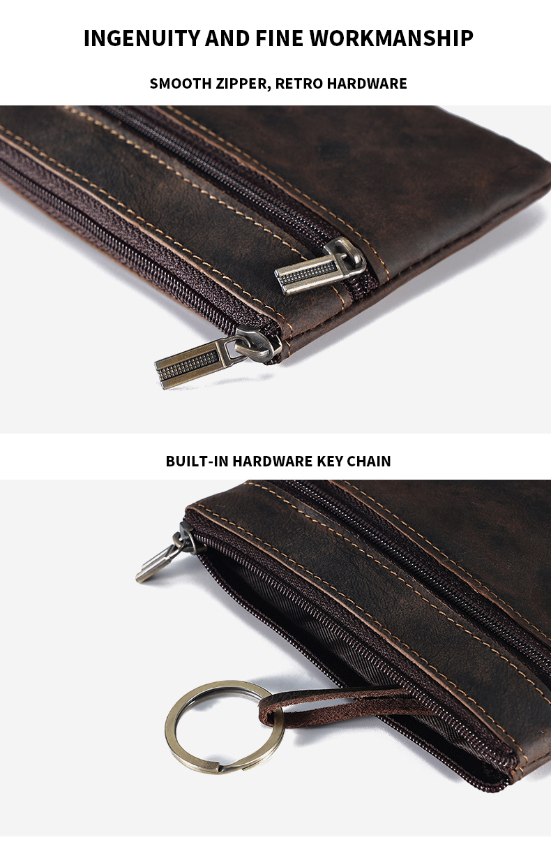 Daily Business Genuine Leather Mini Coin Purse Keychains Money Bag Men Key Pouch Credit Card Holder Wallet