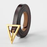 Zinc Alloy Buckle Leather Belt Slim Triangle 130cm Ladies Multicolor