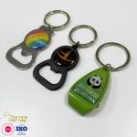 Zinc Alloy Personalized Metal Keychain Domed Bottle Opener Trolley Coin Chain