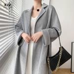 Plus Size Autumn Winter Wool Woolen Long Cardigan Jacket Woman Crop Jacket