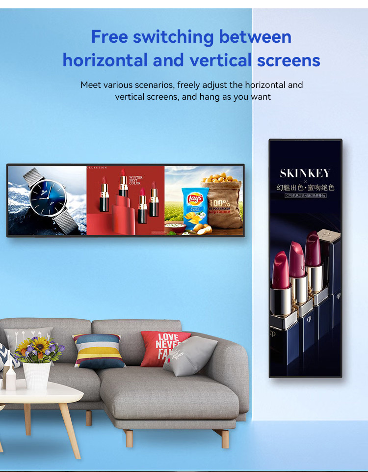 OEM Stretched LCD Display Screen Digital Shelf Edge 4K Android Ultra Wide