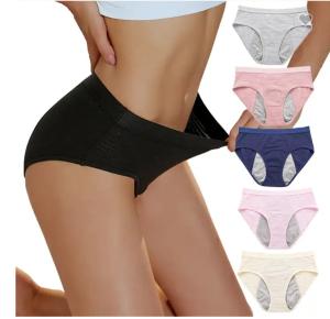 China In Stock 3 Layers Multi Color Leakproof Menstrual Panties Cotton Brief Absorbent Period Underwear For Women factory