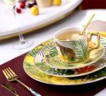 Jungle Animal Pattern Ceramic Plate Set Round European Style For Home Party