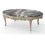 Italian Style Classic Carved Wood Marble Coffee Center Table Living Room