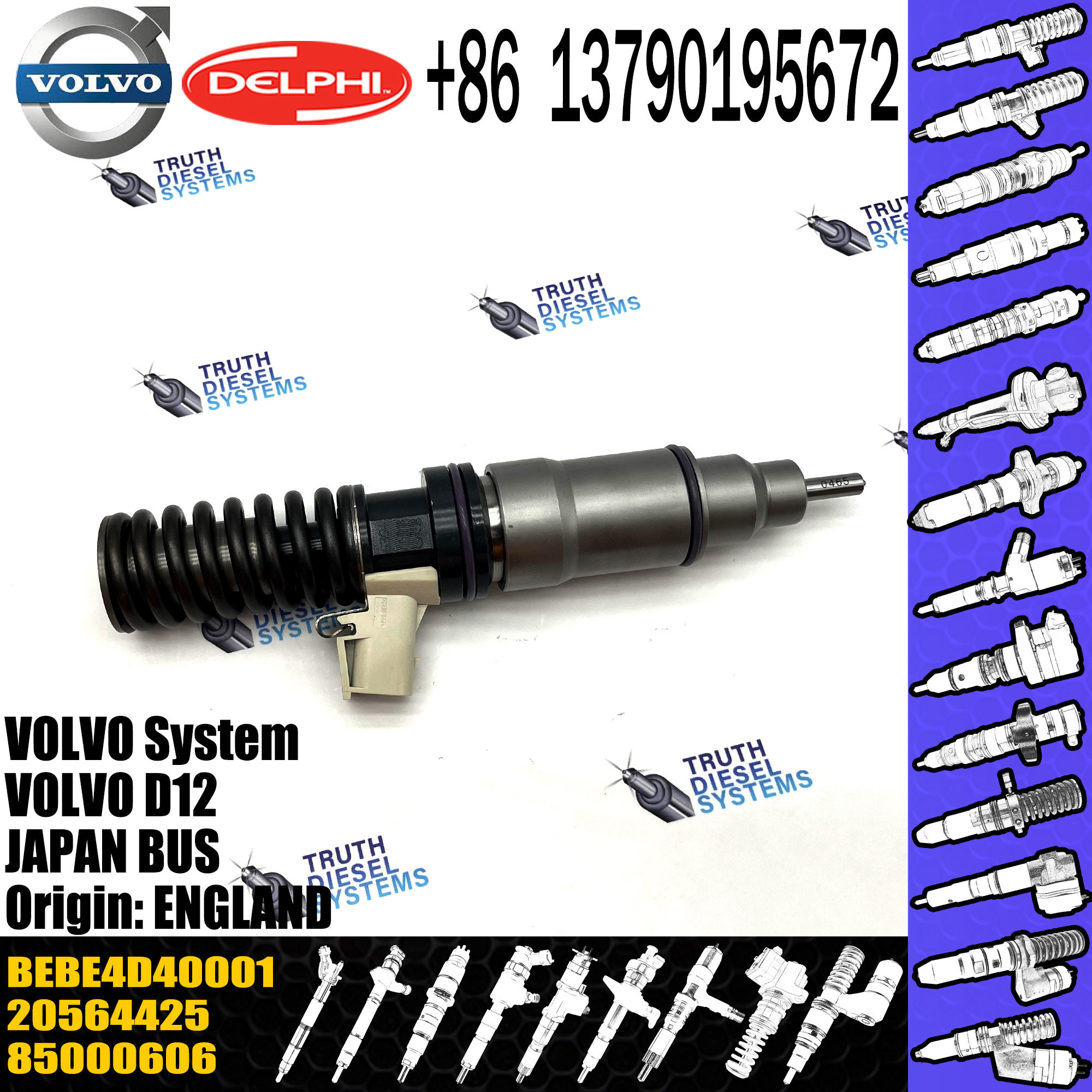 common rail injector 20430583 21582096 For Renualt injector for VOL FH12 FM12 D12D diesel fuel injector 20430583