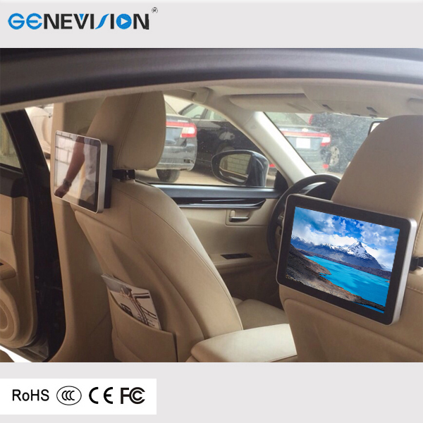 10.1 Inch Car Headrest Advertising Dispaly 1080p 3G Wifi Ultra Thin LED Digital Signage Remote Control