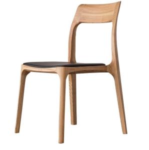 China Customized Designs Design Style Elegant Nordic Solid Wood Dining Chair With PU Leather Seat factory