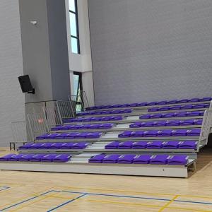 China Steel Frame Retractable Bleacher Seating with Floor Mounted Seat factory