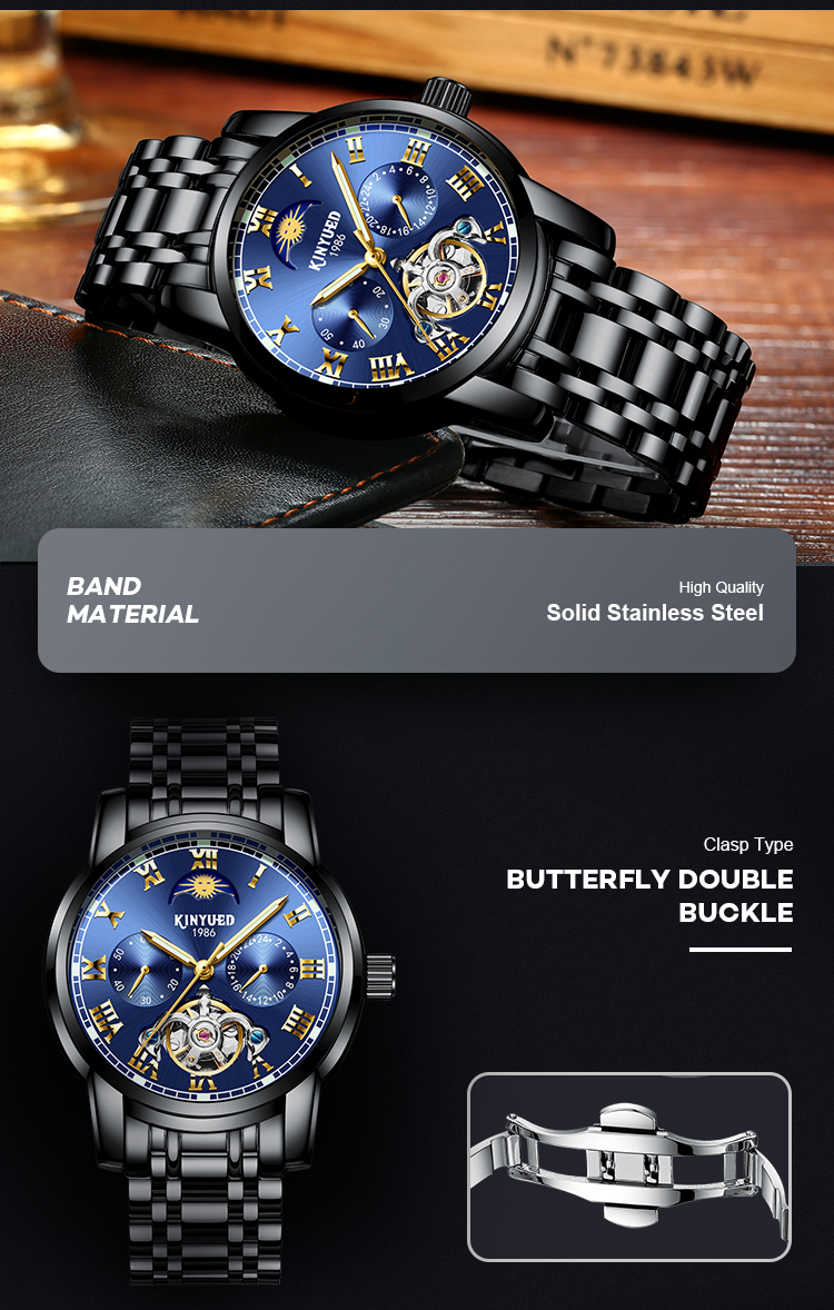 KINYUED watch own brand mens watches in wristwatches manufacturer tourbillon mechanical wristwatch