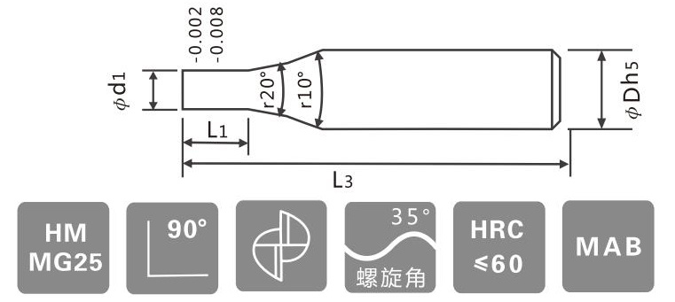 High Precision 35 Spiral Angle Carbide Micro End Mills for Micro-Machining