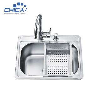 China Hot Sale SUS304 Stainless Steel Kitchen Sink Single Bowl Kitchen Sink Press Kitchen Sink For Farmhouse factory