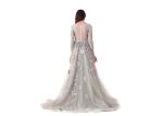 Three Quarter Arabic Evening Dresses , Embroidery Tulle Fabric Ladies Prom Dress
