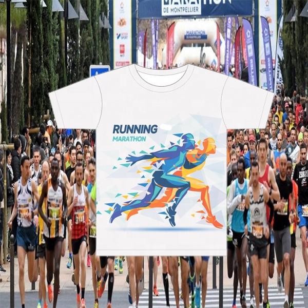 Marathon Running Sublimation Printed Sports T Shirts Crewneck Dri Fit Sublimatio