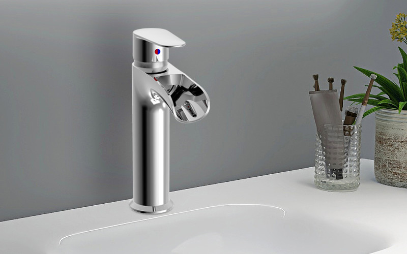 Ceramic Valve Single Handle Single Hole Basin Faucet Countertop Hot And Cold Water Tap