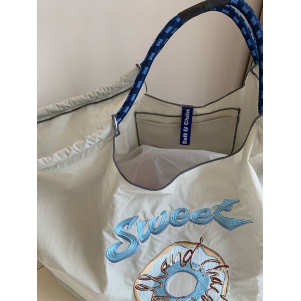 EMBROIDERED REUSABLE BAG SHOPPING BAG NYLON HAND BILL SHOULDER CROSSBODY BAG FOR WOMEN