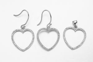 China Classic Rhodium Plated CZ Silver Jewelry Set With Lobster Clasp factory