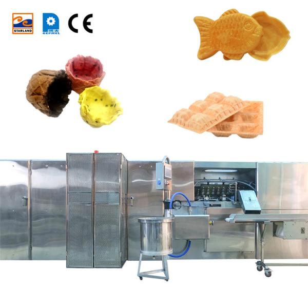 89 Baking Plates 14m Long Waffle Basbet Production Line Wafer Bowl Production