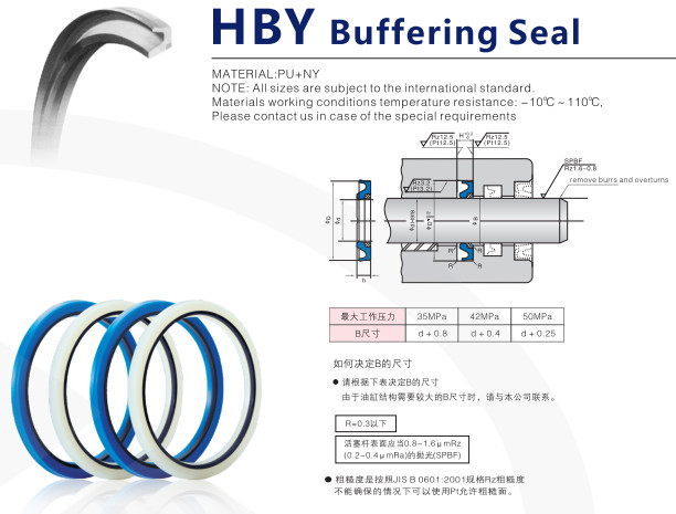 HBY PU Polyurethane Rod Hydraulic Buffer Seal High Precision Excavator Parts