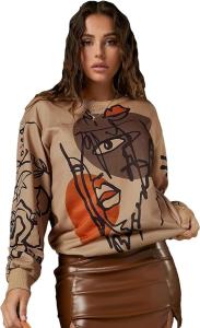China BSCI Custom Graphic Sweaters Round Neck Long Sleeve Sweatshirt Contrast Color factory