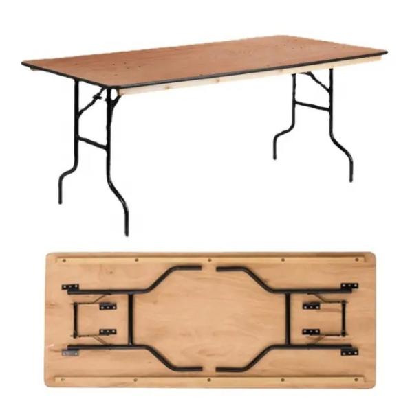 Industrial Style Iron Wood Restaurant Dining Tables Wood Folding Dining Table