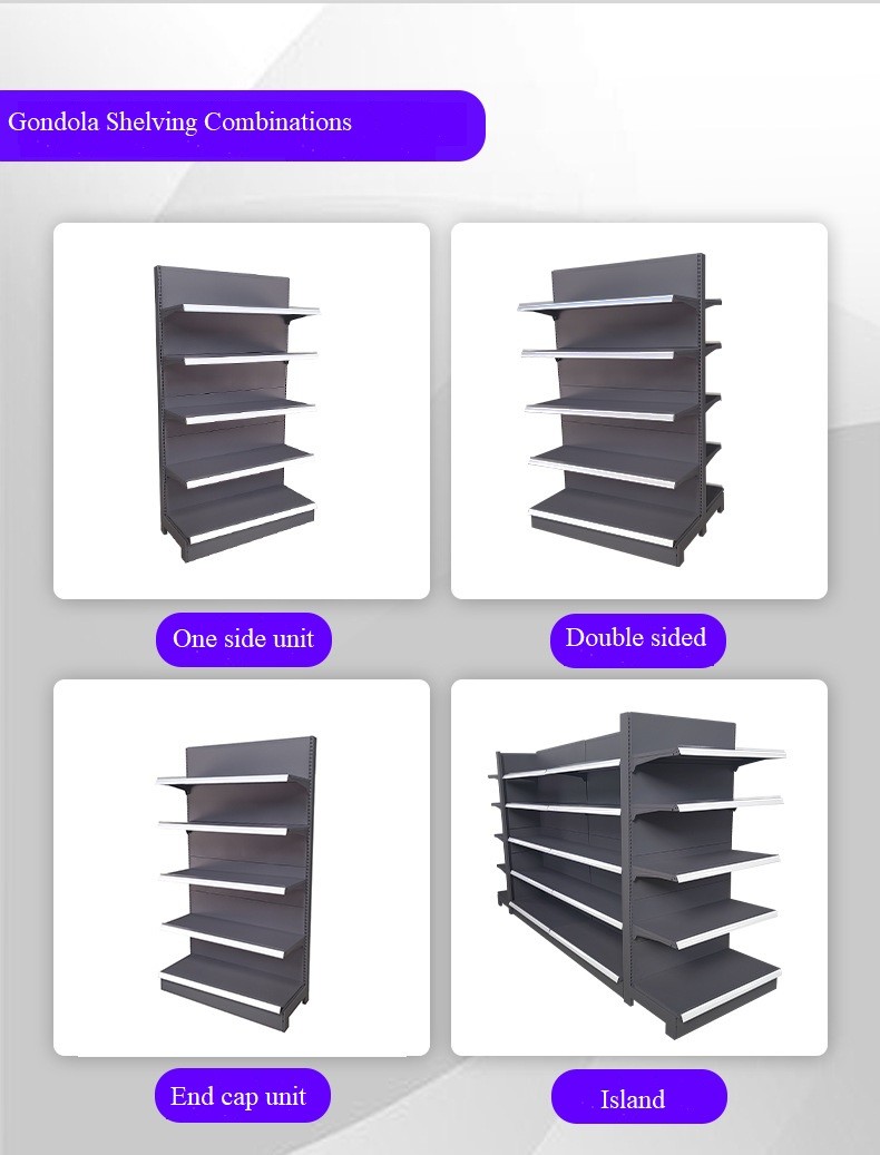 Grey White Gondola Store Shelving 65kg Capacity Black Gondola Shelving Units