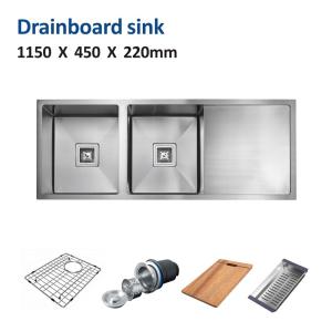 China 115x45 Drainboard Kitchen Sink Square Undermount 16 Gauge Double Bowl factory