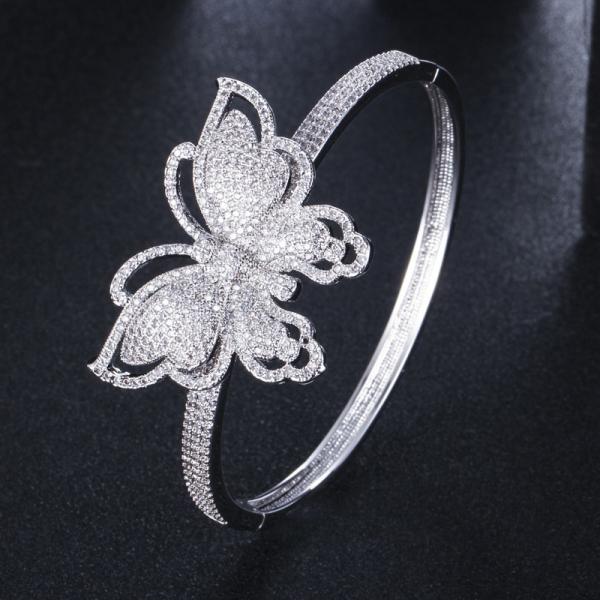 Fashion Cubic Zirconia Butterfly Bracelet Bangle AAA Cz Butterfly Bangle Cuff