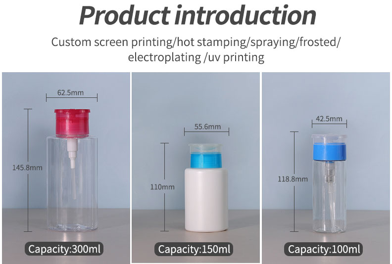 100ml 150ml 300ml PET Plastic Bottles Customized Nail Polish Remover Bottle For Makeup Tools