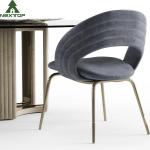 Modern Luxury Deluxe Gold Metal Fabric Single Chair Hotel Banquet Restaurant