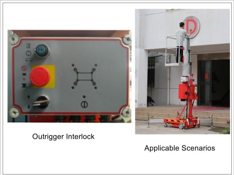 Single Mast Aerial Work Platform Manual Pushing Vetical Lift with Tilting Function