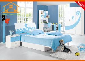 China modern blue bunk beds with storage kids single toddler bedroom furniture sets factory