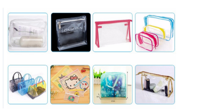 Heat Seal Transparent PVC Swim Bag , Cosmetic Piping Plastic Zipper Pouch With Handle