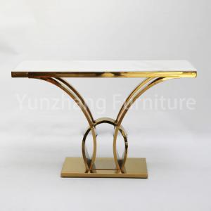China Rectangle Marble Console Table Gold 201 Stainless Steel Base Living Room Set factory