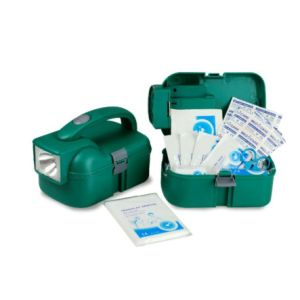 China Factory PP Flashlight first aid box torch emergency kit traveling kit for hiking plastic box on sale