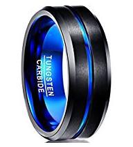 China 8mm Tungsten Carbide Men's Wedding Band Vacuum Plated Black Inlay for Fashionable Design and Mould Making Service factory