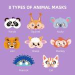 Kids 3D Forest Animal Felt Masks Party Craft Kit 8 Pieces for Christmas Birthday