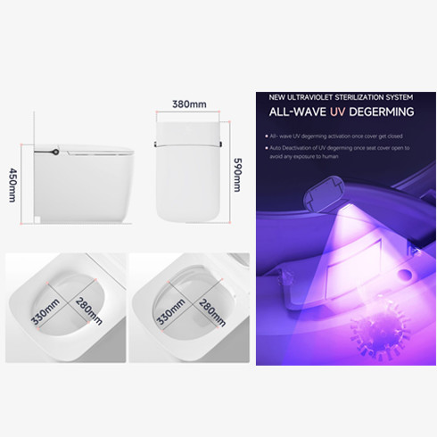 High-Tech Wall-Mounted Smart Toilet Elongated Double U Shape Widen Self-Cleaning Seat Heating Intelligent Bidet Smart Toilet
