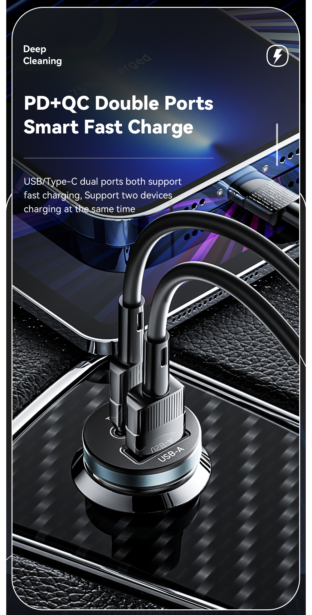 ESSAGER ES-CC12 Series 30W Type C USB A Car Charger Port