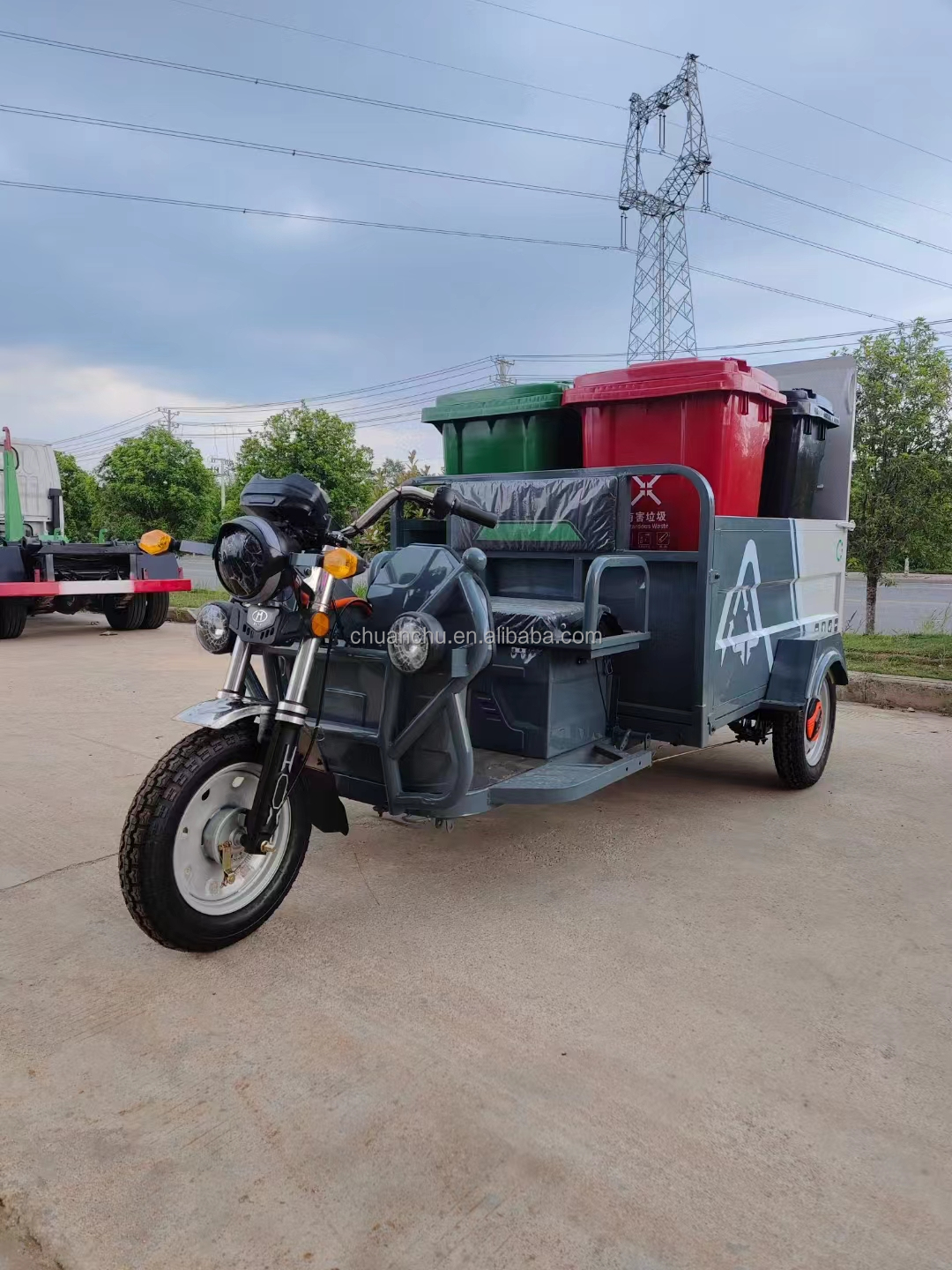Four Barrels Pure Sanitation Electric Tricycle Garbage Electric Sanitation Truck For Cleaning