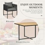 Modern Design Style Folded Dining Table and PE Rattan Armchair Patio Furniture